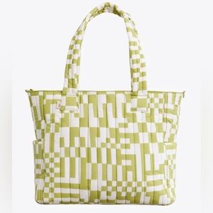 NWT BEIS x Elsa Hosk Quilted Tote Diaper Bag in Play Date Green Checkered